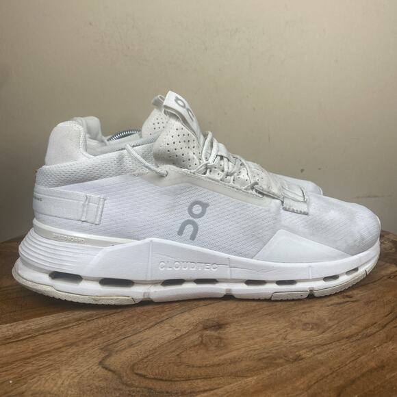 On Cloudnova Undyed White Womens Triple White Size 9 Athletic Running Shoes - Picture 1 of 9